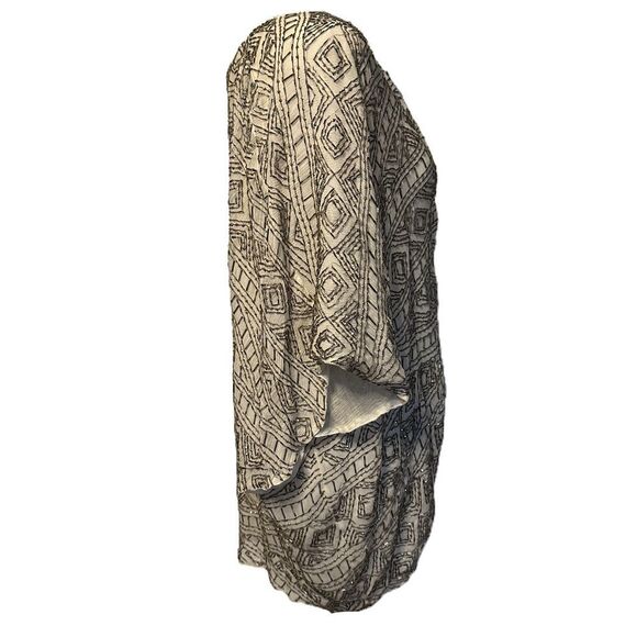 Alice + Olivia Beaded Shawl Kimono Shrug Size M Silk Champagne Evening Black Tie - Picture 3 of 11